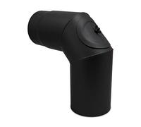 LANZZAS Tubo per stufa a 90° con porta, diametro 120 mm, colore: nero