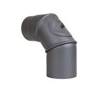 LANZZAS, tubo per stufa ad arco 0° - 90° regolabile con porta - diametro 120 mm - Colore: grigio ghisa - Tubo per camino/ginocchia con chiusura di pulizia