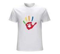 LAO CHEN PI Autism Hand Mens T Shirt Autistic Aspergers Awareness Gift Present White 3XL