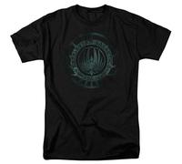 LAO CHEN PI Battlestar Galactica Faded Emblem Mens T Shirt Sci-Fi TV Show Tee Black L