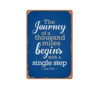Lao Tzu Il viaggio di mille miglia inizia con un singolo passo Motivazionale Blu - Poster retrò in metallo, cartello vintage in latta per bar, taverna, caffetteria, ufficio, casa, decorazione da paret