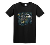 LAO-WANG Unisex T-Shirt Starry Invasion Black L