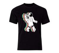 LAO-ZHANG Astronaut On The Radio Rainbow Music Spaceman Bevintage Mens Tshirt Top 3XL