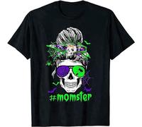 LAO-ZHANG Costume Skull Mom Messy Hair Bun Monster T-Shirt 3XL
