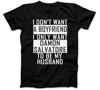 LAO-ZHANG Damon Salvatore Is My Boyfriend T Shirt Funny Vintage Gift for Men XXL