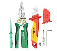 LAOA Pinza spelafili con misurazione dell'elettricità, pinza spelafili 8 in 1 per tagliare, tirare fili, forbici per raschiare, premere fili, con test di tensione, con coltello isolante LA321713