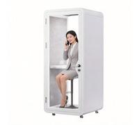 Laohucai Cabina Ufficio Mobile con Ruote Bloccabili - Cabina Insonorizzata per Casa, Ideale per Chiamate Private e Lavoro Focalizzato, Illuminazione LED, Ventole Silenziose(White,120x120x233cm)