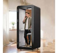 Laohucai Cabina Ufficio Mobile con Ruote Bloccabili - Cabina Insonorizzata per Casa, Ideale per Chiamate Private e Lavoro Focalizzato, Illuminazione LED, Ventole Silenziose(Black,120x120x233cm)