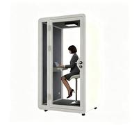 Laohucai Cabina Ufficio Mobile Silenziosa con Pannelli Acustici, Postazione Insonorizzata, Posto Singolo per Chiamate Private e Lavoro Remoto, Include Ventole e Scrivania(White,47.24x47.24x91.73in)