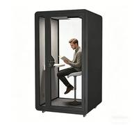 Laohucai Cabina Ufficio Mobile Silenziosa con Pannelli Acustici, Postazione Insonorizzata, Posto Singolo per Chiamate Private e Lavoro Remoto, Include Ventole e Scrivania(Black,47.24x47.24x91.73in)