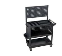 Laohucai Carrello meccanico in metallo, carrello portautensili a 3 ripiani, cassettiera portautensili su ruote con pannello forato, 2 freni, per garage, e officina di riparazione(Gray,B)