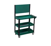Laohucai Carrello meccanico in metallo, carrello portautensili a 3 ripiani, cassettiera portautensili su ruote con pannello forato, 2 freni, per garage, e officina di riparazione(Green,A)