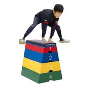 Laohucai Jumping Boxes for Training, Wood Plyo Box, 4 in 1 Stackable Soft Jump Plyometric Box for Kids Fitness Participation - Kid Gym Workout And Exercise Equipment PE Class