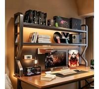 Laohucai Libreria da scrivania in acciaio con pannello forato - Mobile da scrivania in metallo resistente, libreria da scrivania a 2 ripiani per casa, ufficio, dormitorio o studio(30.31"/77cm)