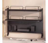 Laohucai Mensola portaoggetti da scrivania a 3 ripiani con pannello forato,mensola multiuso in metallo per scrivania,espositore organizer per casa,dormitorio e scrivania da gioco(Black,100cm/39.4")