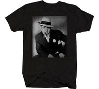 LAOJIA YUCANG al Capone Suit Cigar American Gangster Retro T-Shirt Graphic Tee Printed Top Mens Black Shirt S