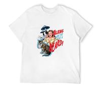 LAOJIA YUCANG Aliens Gave My Cat A Beard Funny B Movie T-Shirt Graphic Tee Printed Top Mens White Shirt XL