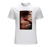 LAOJIA YUCANG Alita Battle Angel Live Action Manga Anime Movie T-Shirt Graphic Tee Printed Top Mens White Shirt XXL