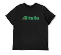 LAOJIA YUCANG Alitalia Italian Airline T-Shirt Graphic Tee Printed Top Mens Black Shirt M