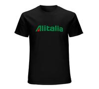 LAOJIA YUCANG Alitalia Red Green Retro T-Shirt Graphic Tee Printed Top Mens Black Shirt XL
