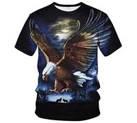 LAOLIUSN Maglietta estiva a maniche corte da uomo con aquila calva maglietta estiva a tema animale felpa con grafica realistica, Blu, 4XL