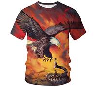 LAOLIUSN Maglietta estiva da uomo con aquila calva a maniche corte maglietta a tema animale camicia grafica realistica, Rosso, XL