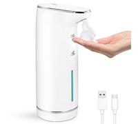 LAOPAO - Dispenser di sapone automatico con sensore, erogatore di sapone in schiuma senza contatto, ricarica USB IPX5, impermeabile, sensore di movimento per cucina e bagno (bianco 320 ml)