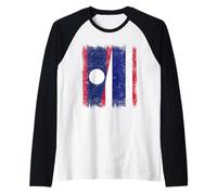Laos Thailandia Mezza Bandiera Lao Thai Roots Maglia con Maniche Raglan