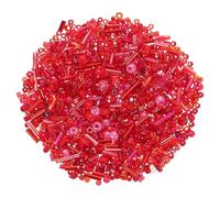 LaoSShu 1000 Pezzi di Perline di Vetro Miste da 1-4 mm, Mini Perline a Tromba sfuse for la creazione di Gioielli, Orecchini Fai da Te, collane, bracciali, cavigliere, Piante con Perline(Red)