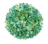 LaoSShu 1000 Pezzi di Perline di Vetro Miste da 1-4 mm, Mini Perline a Tromba sfuse for la creazione di Gioielli, Orecchini Fai da Te, collane, bracciali, cavigliere, Piante con Perline(Green)
