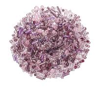 LaoSShu 1000 Pezzi di Perline di Vetro Miste da 1-4 mm, Mini Perline a Tromba sfuse for la creazione di Gioielli, Orecchini Fai da Te, collane, bracciali, cavigliere, Piante con Perline(Dark Purple)