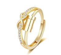 LAOYEFACAI Antistress Anello Donna Argento 925 e Bracciale Regolabile A Mia Figlia Anello Anello Girevole Regolabile Con Perline D'Ansia Sollievo Ansia Per Donne E Ragazze Fidget Anello (Oro)