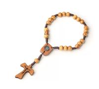 LAOYEFACAI Croce di legno Rosario cattolico con borsa di filo Regali per la prima comunione Ragazze Battesimo Decorazione Crocifisso Regali per la comunione Ragazzo Croci moderne