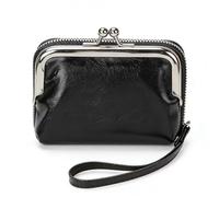 LAOYEFACAI Portafoglio da Polso con Blocco RFID Donna - 2-in-1 con Cerniera, Portamonete e Scomparto per Carte - Pelle Vegana con Chiusura Sicura (Black)