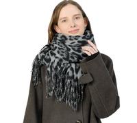 LAOYEFACAI Sciarpa Invernale Da Donna Sciarpa leopardata Stola da donna Sciarpe e scialli caldi Per Regali Da Donna Per donna sciarpa grande leggera con frange Corte (Grigio)