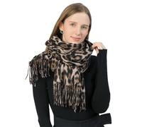 LAOYEFACAI Sciarpa Invernale Da Donna Sciarpa leopardata Stola da donna Sciarpe e scialli caldi Per Regali Da Donna Per donna sciarpa grande leggera con frange Corte (Marrone)