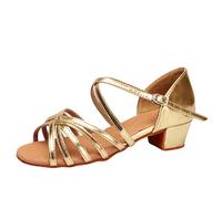 LaoZan Donna Tacco Scarpe da Ballo Latino Bambino Ragazza Performance Sandali Scarpe da Danza Salsa Tango (Oro, Taglia 31)