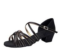LaoZan Donna Tacco Scarpe da Ballo Latino Bambino Ragazza Performance Sandali Scarpe da Danza Salsa Tango (Nero#2, Taglia 27)