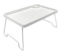 Lap Desk with Cup Holder, Portable Foldable Plastic Lapdesk, Multifunctional Desk Organizer for Working Reading Eating, White