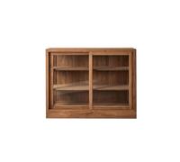 LAPADULA Mobile console Tavolo contenitore in legno massello 130x50x100cm, mobiletto portaoggetti con anta in vetro for soggiorno, mobiletto portaoggetti a parete Armadietto per buffet