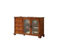 LAPADULA Mobile console Tavolo da ingresso in legno massello da 135x40x85 cm, mobiletto da pranzo e da tè in vetro, mobiletto da cucina for riporre ciotole e bacchette. Armadietto per buffet