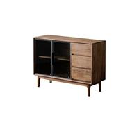 LAPADULA Mobile console Tavolo da ingresso in legno massello di noce da 120 cm, mobiletto con anta in vetro molto stretto for soggiorno, mobiletto da cucina Armadietto per buffet(120x40x85cm)