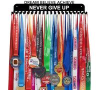 Lapetale Fashion Dream Believe Achieve Never Give Up - Espositore per medaglie da parete da 40,6 cm, con ripiani aggiornati per trofei, ginnastica, calcio, nuoto
