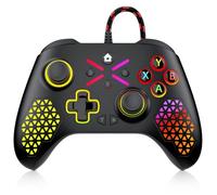 Lapezei Controller Cablato Compatibile con PC Windows 7/8/10/11/Android/ios con Barre Luminose Flash/Programmazione Personalizzata/Vibrazione/Audio da 3,5 mm/Turbo/Giroscopio a 6 Assi
