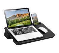 LapGear Elevation 87978 - Scrivania per computer portatili fino a 15,6", con supporto per telefono e cuscino, colore: Nero carbonio