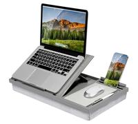 LAPGEAR Ergo Pro 49405 - Scrivania con 20 angoli regolabili, tappetino per mouse e supporto per telefono, adatta per laptop e tablet fino a 15,6", colore: Grigio