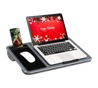 LAPGEAR Home Office 91405 - Scrivania per mancini, con tappetino per mouse, supporto per telefono, colore: Argento Carbonio - Adatto per computer portatili fino a 15,6"