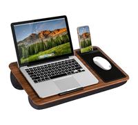 LAPGEAR Home Office 91575 - Scrivania per computer portatili fino a 15,6", tappetino per mouse e supporto per telefono, motivo legno espresso, per computer portatili fino a 15,6"