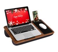 LAPGEAR Home Office 91575 - Scrivania per computer portatili fino a 15,6", tappetino per mouse e supporto per telefono, motivo legno espresso, per computer portatili fino a 15,6"