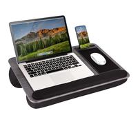 LapGear Home Office 91595 - Scrivania professionale con poggiapolsi, tappetino per mouse e supporto per telefono, motivo legno grigio, adatta per computer portatili fino a 15,6"